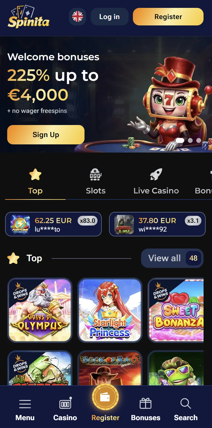 Download de Spinita Casino App